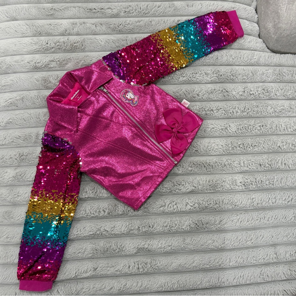 JoJo Siwa JoJo Unicorn Little Girls Sequin Zip Up Jacket Hot Pink 4-5